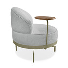 Poltrona Sala De Estar Base Giratória Dourada Aura Bouclê S04