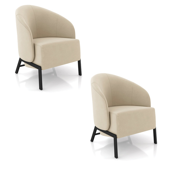 Poltrona Sala De Estar Base Industrial Kit 2 Luar Veludo K01