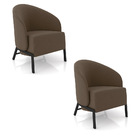 Poltrona Sala De Estar Base Industrial Kit 2 Luar Veludo K01