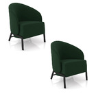 Poltrona Sala De Estar Base Industrial Kit 2 Luar Veludo K01