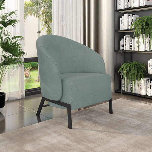 Poltrona Sala De Estar Base Industrial Luar Bouclê K01 - D'ro