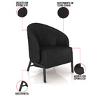 Poltrona Sala De Estar Base Industrial Luar Sintético Pu Pret