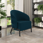 Poltrona Sala De Estar Base Industrial Luar Veludo Azul K01 -