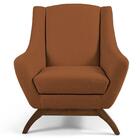 Poltrona Sala De Estar Base Manu Madeira Veludo Telha Domi