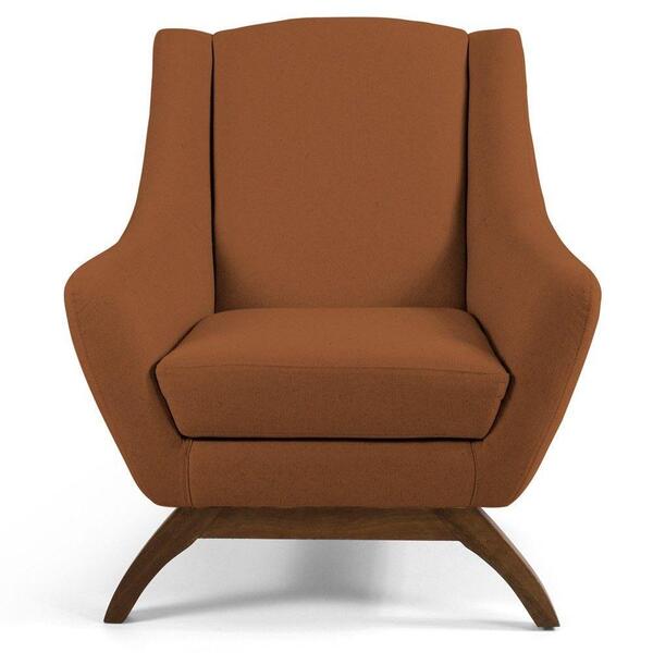 Poltrona Sala De Estar Base Manu Madeira Veludo Telha Domi