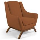 Poltrona Sala De Estar Base Manu Madeira Veludo Telha Domi