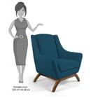 Poltrona Sala De Estar Base Manu Madeira Veludo Turquesa