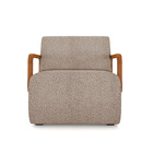 Poltrona Sala De Estar Braço De Madeira Hellen Bouclê Creme K