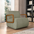 Poltrona Sala De Estar Braço De Madeira Hellen Bouclê Oliva K