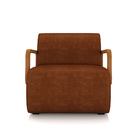 Poltrona Sala De Estar Braço De Madeira Hellen Corano/sintéti