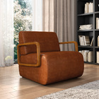 Poltrona Sala De Estar Braço De Madeira Hellen Corano/sintéti