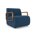 Poltrona Sala De Estar Braço De Madeira Hellen Veludo K01 - D