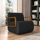 Poltrona Sala De Estar Braço De Madeira Hellen Veludo K01 - D