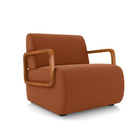 Poltrona Sala De Estar Braço De Madeira Hellen Veludo K01 - D