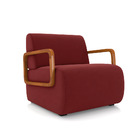 Poltrona Sala De Estar Braço De Madeira Hellen Veludo K01 - D