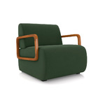 Poltrona Sala De Estar Braço De Madeira Hellen Veludo K01 - D