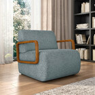 Poltrona Sala De Estar Braço De Madeira Kit 2 Hellen Bouclê A