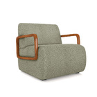 Poltrona Sala De Estar Braço De Madeira Kit 2 Hellen Bouclê K