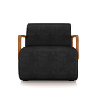 Poltrona Sala De Estar Braço De Madeira Kit 2 Hellen Sintétic