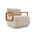 Poltrona Sala De Estar Braço De Madeira Kit 2 Hellen Veludo B