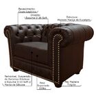 Poltrona Sala De Estar Chesterfield Com Pés Madeira Couro Cap
