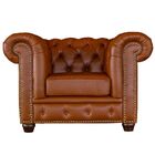 Poltrona Sala De Estar Chesterfield Com Pés Madeira Couro Con