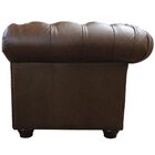 Poltrona Sala De Estar Chesterfield Com Pés Madeira Couro Mar