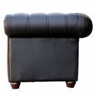 Poltrona Sala De Estar Chesterfield Com Pés Madeira Couro Pre