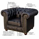 Poltrona Sala De Estar Chesterfield Com Pés Madeira Couro Pre