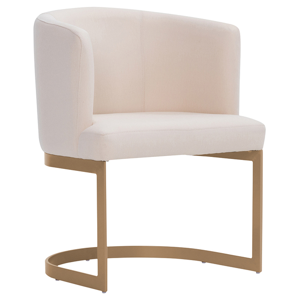 Poltrona Sala De Estar Cléo Base Ouro Fosco Linho Cru - Nexta