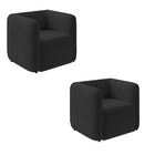 Poltrona Sala De Estar Decorativa Kit 2 Laguna Veludo Preto K