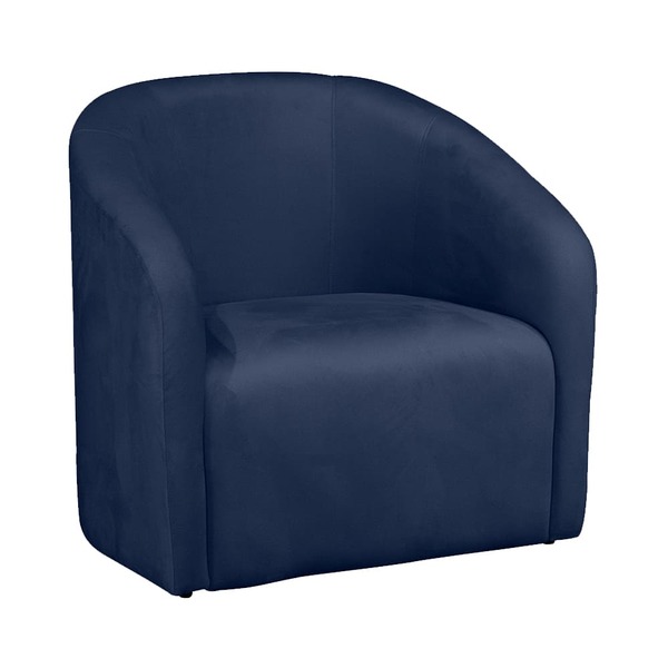 Poltrona Sala De Estar Decorativa Lara Veludo Azul Marinho -