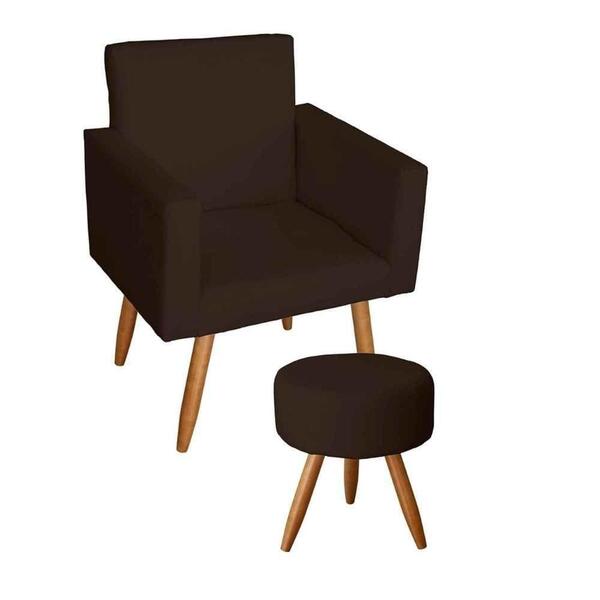 Poltrona Sala De Estar Escritório Nina E Puff Sófia Marron