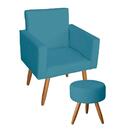 Poltrona Sala De Estar Escritório Nina E Puff Sófia Turquesa