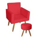 Poltrona Sala De Estar Escritório Nina E Puff Sófia Vermelho
