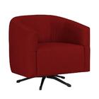 Poltrona Sala De Estar Giratória Com Balanço Suede Vermelho