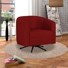 Poltrona Sala De Estar Giratória Com Balanço Suede Vermelho