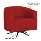 Poltrona Sala De Estar Giratória Com Balanço Suede Vermelho