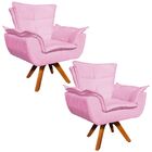 Poltrona Sala De Estar Giratória Mm30 Kit 2 Opala Suede Rosa