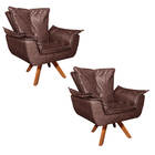 Poltrona Sala De Estar Giratória Mm30 Kit 2 Opalla Corano D03