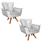 Poltrona Sala De Estar Giratória Mm30 Kit 2 Opalla Corano D03