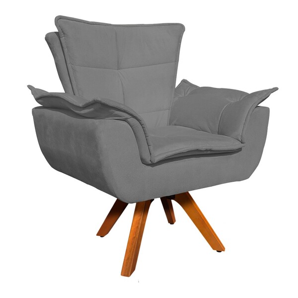 Poltrona Sala De Estar Giratória Mm30 Kit 2 Opalla Suede - Gr