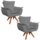 Poltrona Sala De Estar Giratória Mm30 Kit 2 Opalla Suede - Gr