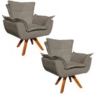 Poltrona Sala De Estar Giratória Mm30 Kit 2 Opalla Suede - Ma