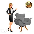 Poltrona Sala De Estar Giratória Mm30 Opala Suede Grafite