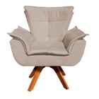 Poltrona Sala De Estar Giratória Mm30 Opalla Suede - Bege