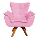 Poltrona Sala De Estar Giratória Mm30 Opalla Suede - Rosa Bebê
