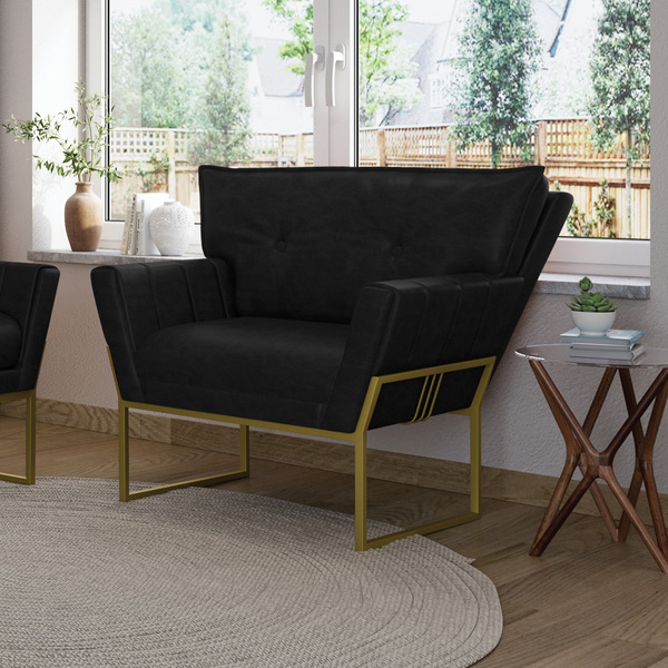 Poltrona Sala De Estar Industrial Dour Anitta Sintético Pu D0