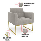 Poltrona Sala De Estar Industrial Dourado Elisa Bouclê Cinza