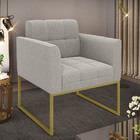 Poltrona Sala De Estar Industrial Dourado Elisa Bouclê Cinza